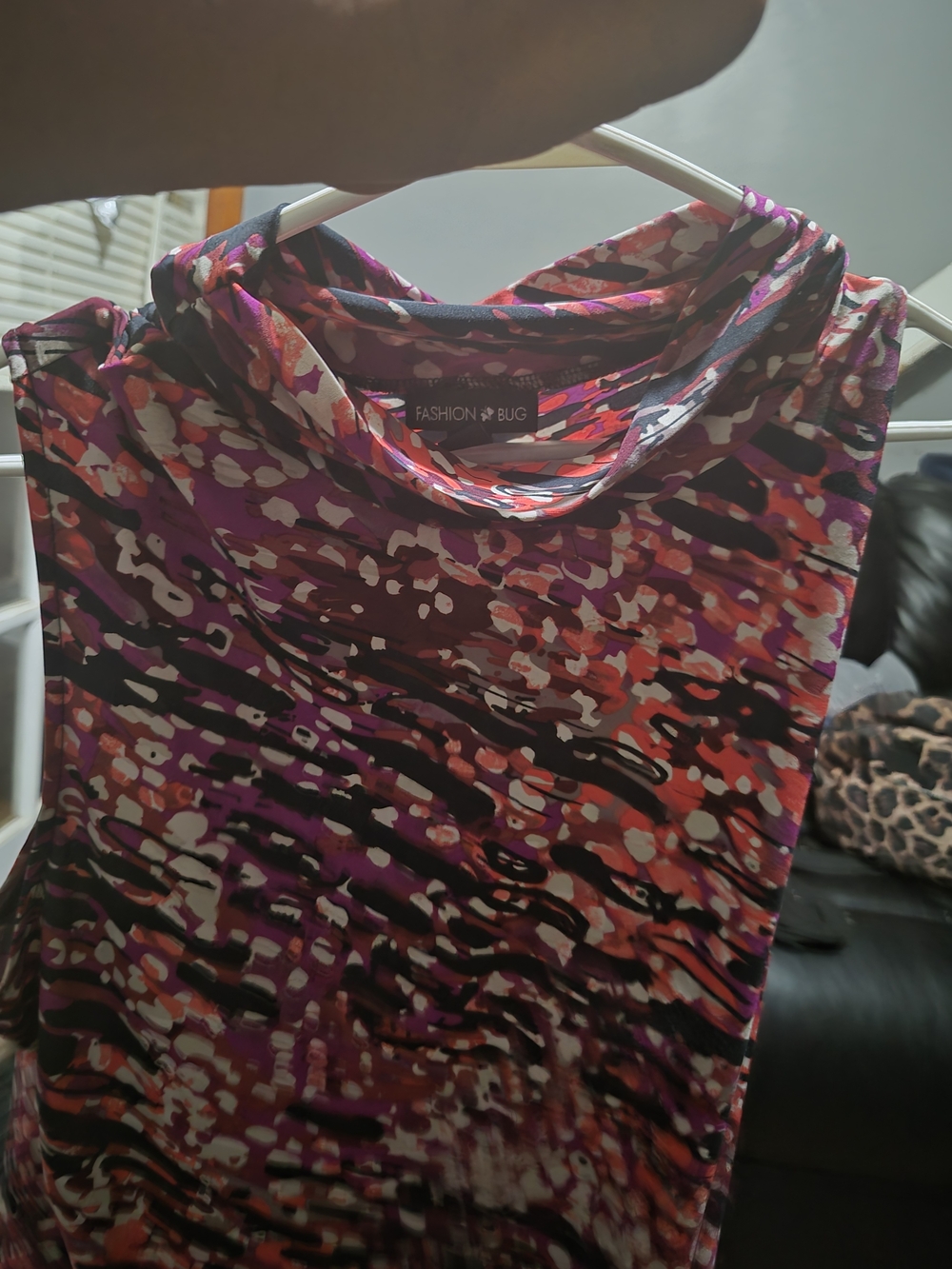 Fashion Bug Sleeveless Multicolor Cowl Neck Top - Purple & Red Print